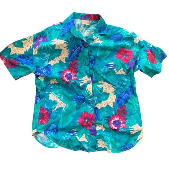 Republic Denim Tops - Vintage 1980s Denim Republic Hawaiian Shirt No Size Tag XL